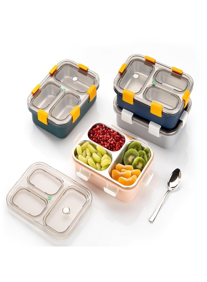 Celltone حاوية طعام Celltone Microsafe المصنوعة من الفولاذ المقاوم للصدأ 304 - مانعة للتسرب، آمنة للاستخدام في الثلاجة والفرن والميكروويف، تخزين طعام محمول (3 أقسام، أزرق فاتح) - Image 3